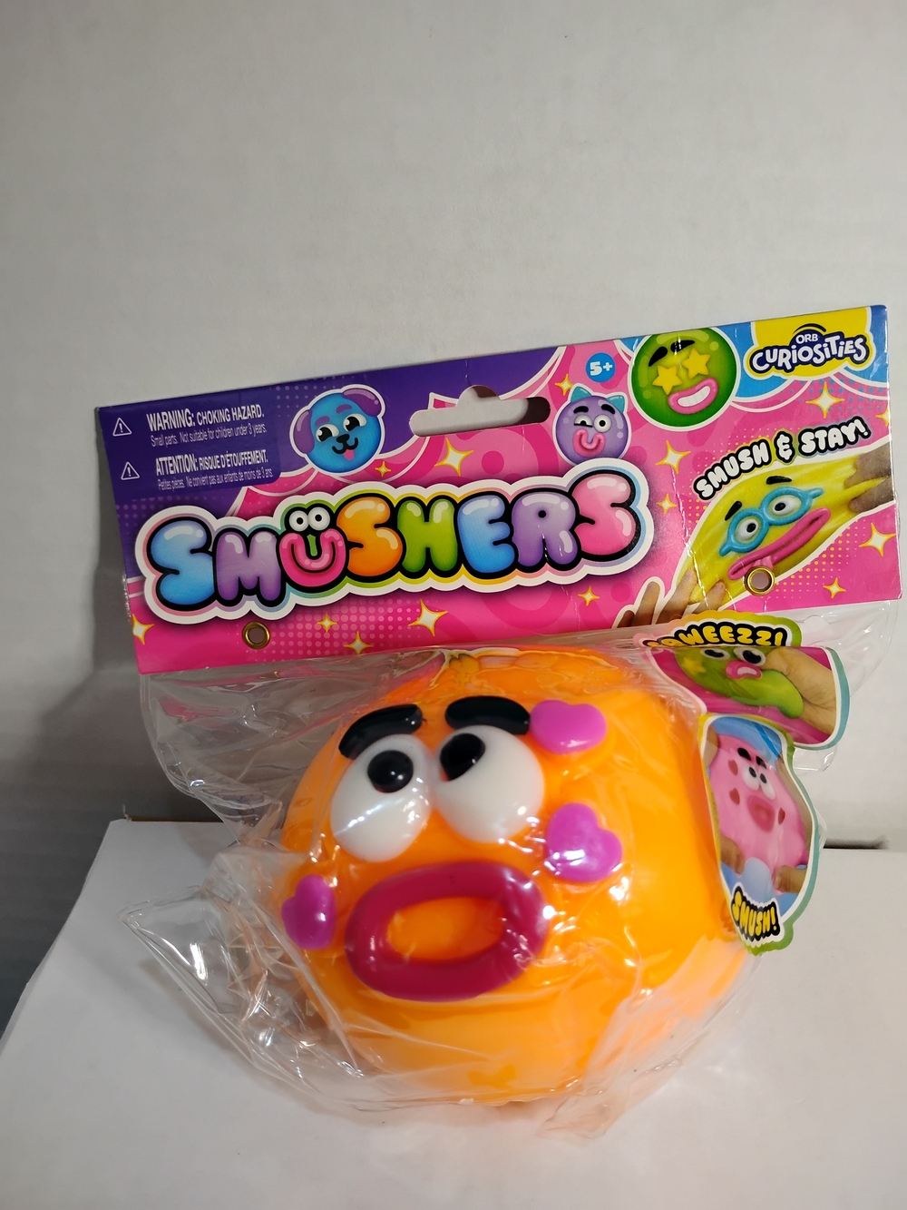 ORB Smushers Smoosh & Stay Tactile Squishy Squeeze Toy Orange Face Viral